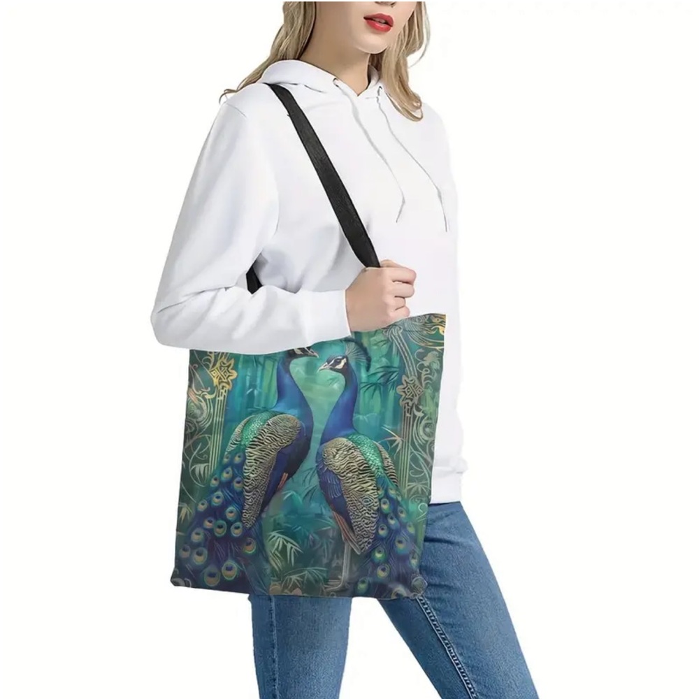 Vintage Art Deco Peacock Shopping Bag Tote